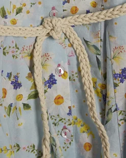 Petite Blue Floral Belted Shirt Dress