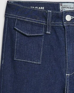 Petite Blue Front Pocket Flared Jeans