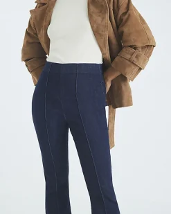 Petite Blue High Waisted Pull On Flared Jeans