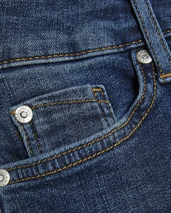Petite Blue Mid Rise Flared Jeans