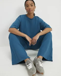 Petite Blue Premium Wide Leg Joggers