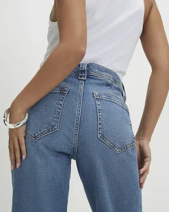 Petite Blue Relaxed Flare Jeans