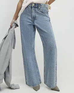 Petite Blue Relaxed Straight Leg Jeans