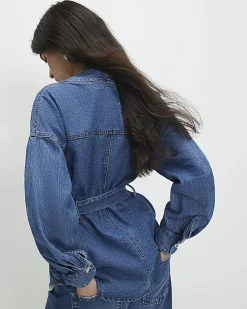 Petite Blue Tie front Denim Jacket