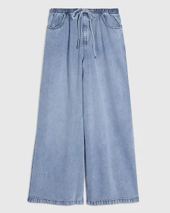 Petite Blue Wide Leg Pyjama Style Jeans