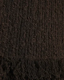 Petite Brown Knitted Fringe Trim Mini Dress