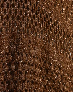 Petite Brown Metallic Knit Mini Beach Dress