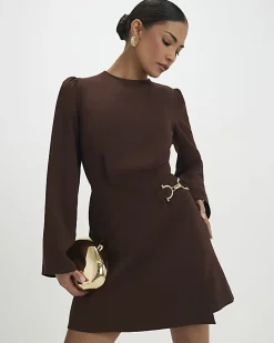 Petite Brown Snaffle Detail Mini Dress