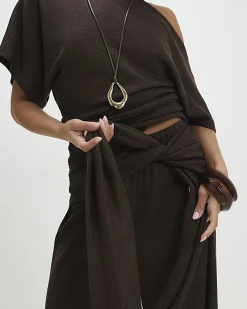 Petite Brown Tie Waist Trousers