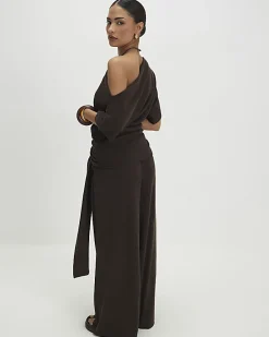 Petite Brown Tie Waist Trousers