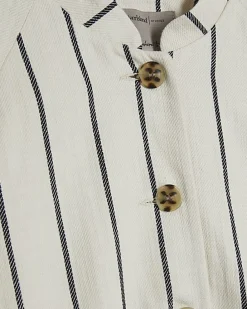 Petite Cream Stripe Bomber Jacket
