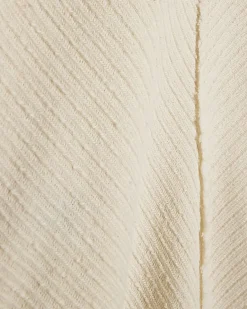 Petite Cream Textured Grown On Neck Top