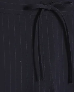 Petite Navy Pinstripe Crochet Joggers
