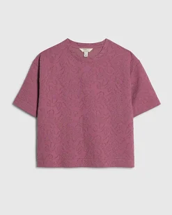 Petite Pink Jacquard Boxy T-Shirt