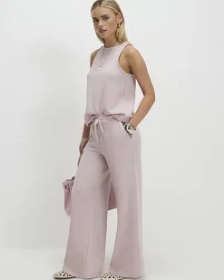 Petite Pink Metallic Wide Leg Trousers