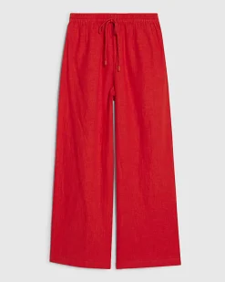 Petite Red Linen Trousers