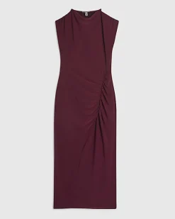 Petite Red Ruched Maxi Dress