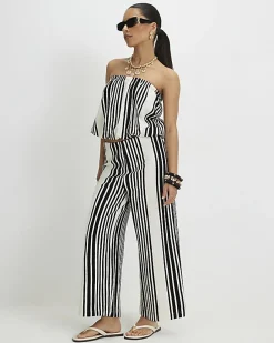 Petite White Stripe Bubble Bandeau Top