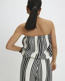 Petite White Stripe Bubble Bandeau Top