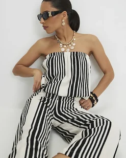 Petite White Stripe Bubble Bandeau Top