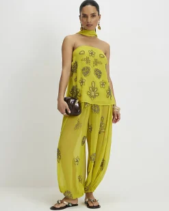 Petite Yellow Embellished Balloon Trousers