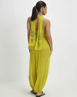 Petite Yellow Embellished Balloon Trousers