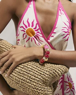 Pink Beaded Stretch Bracelet