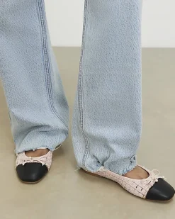 Pink Boucle Bow flat Ballet Pumps