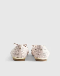 Pink Boucle Bow flat Ballet Pumps
