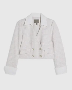 Pink Boucle Hybrid Cropped Blazer