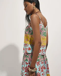 Pink Colour Block Floral Cami