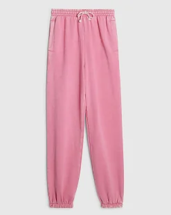 Pink Cotton Blend Burnout Cuffed Joggers