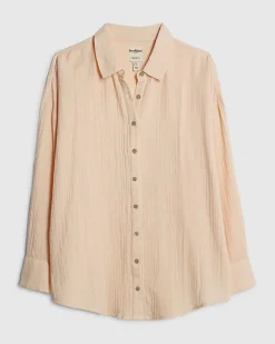 Pink Cotton Crinkle Long Sleeve Shirt