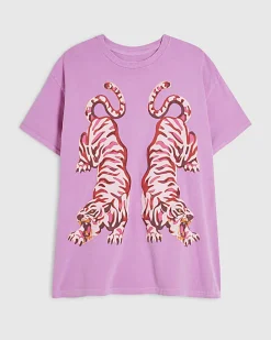 Pink Cotton Tiger Print T-Shirt