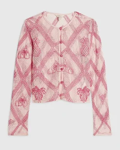 Pink Crochet Motif Cardigan