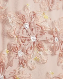 Pink 3D Floral Textured Mini Skirt