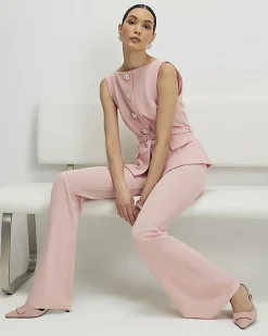 Pink Diamante Button Jumpsuit