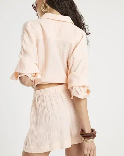 Pink Elasticated Cotton Shorts