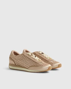 Pink Embellished Woven Trainers