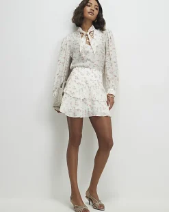 Pink Floral Pussybow Blouse