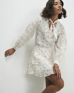 Pink Floral Pussybow Blouse