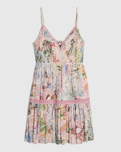 Pink Floral Shirred Mini Dress