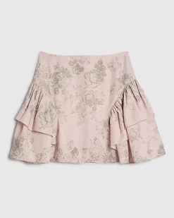 Pink Gathered Hip Panel Mini Skirt