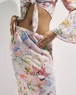 Pink Graphic Print Maxi Beach Skirt