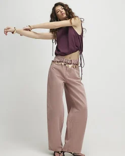 Pink High Waisted Balloon Leg Jeans