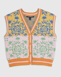 Pink Knitted Floral Waistcoat