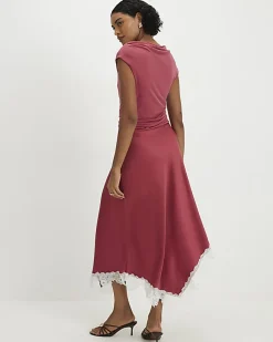 Pink Lace Hybrid Drape Maxi Dress
