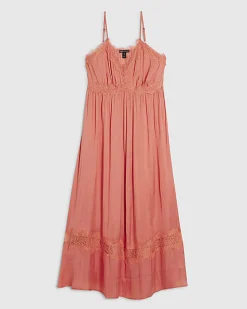 Pink Lace Slip Midi Dress
