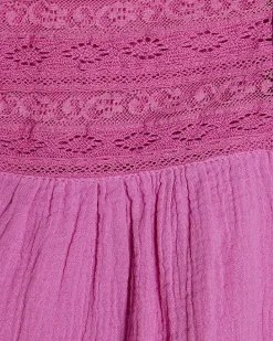 Pink Lace Yoke Blouse