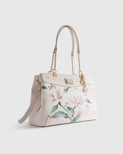 Pink Lilies Floral Chain Handle Tote Bag